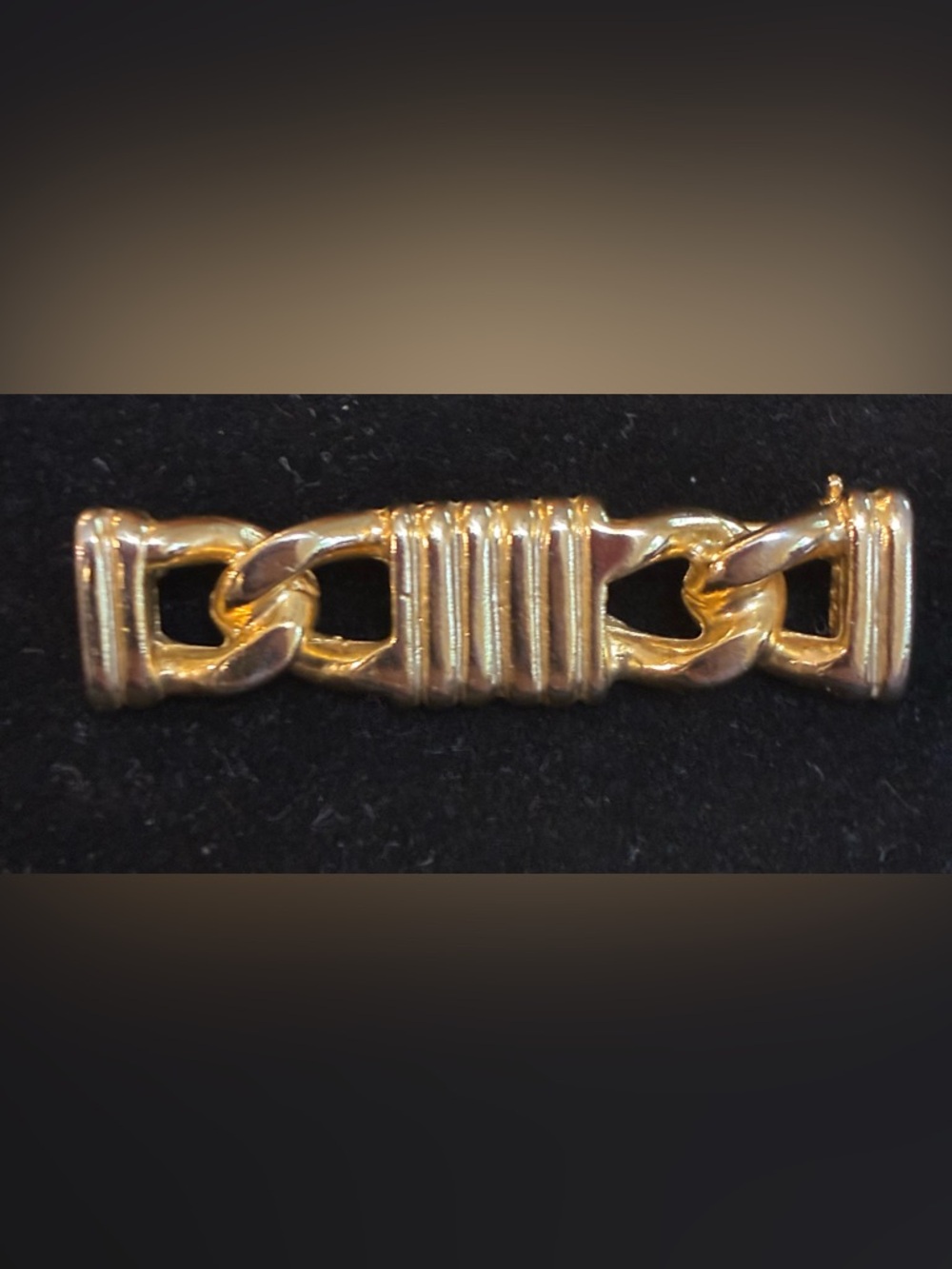 Vintage signed MJENT Gold Tone Chain Accent Bar Brooch